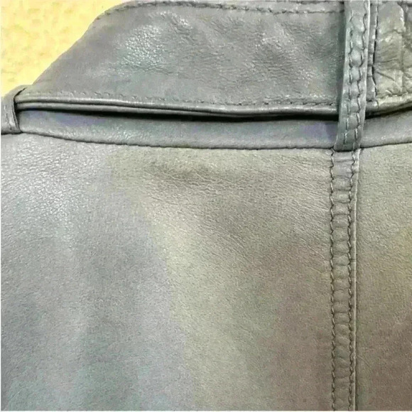 Bally Of Switzerland Vintage Gray/Blue Leather Jacket Size 42 US Large - Picture 11 of 14